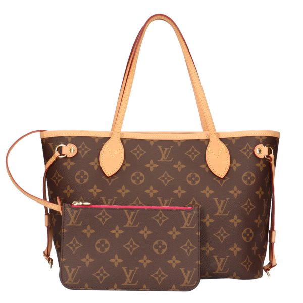 brb02960000002709 1 Louis Vuitton Neverfull Monogram Canvas Shoulder Bag Brown