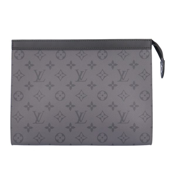 brb02960000004455 1 Louis Vuitton Pochette Voyage Monogram Eclipse Clutch Bag Gray