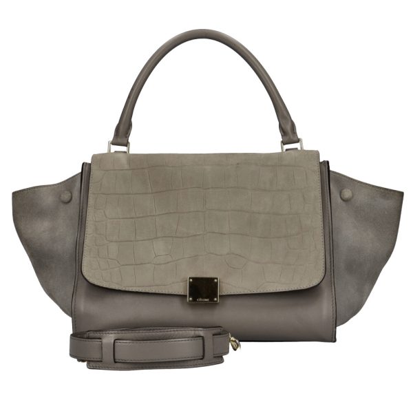 brb03140000001782 1 Celine Trapeze Shoulder Bag Leather Gray