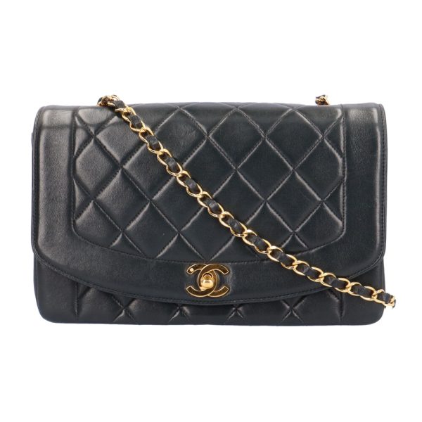 brb03540000001754 1 Chanel Diana Chain Leather Shoulder Bag Black