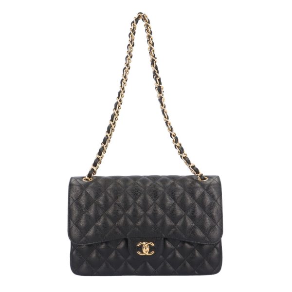 brb03540000002406 1 Chanel W Flap Matelasse Caviar Shoulder Bag Black