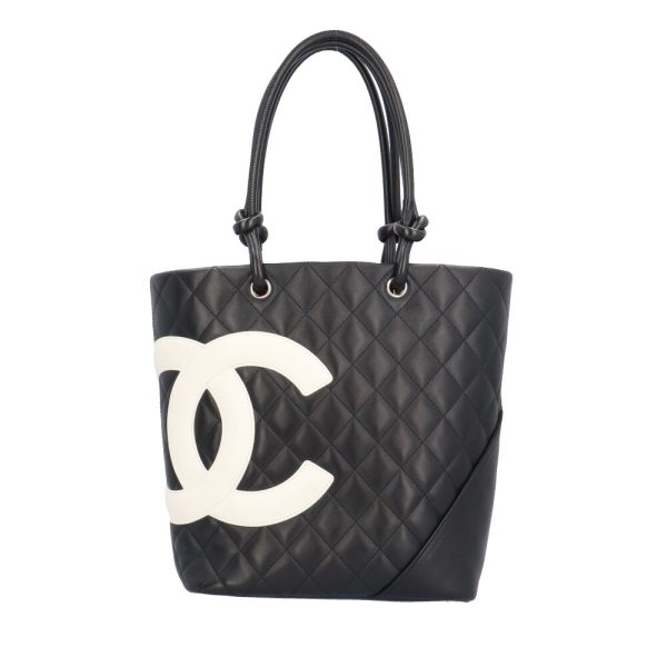 brb03540000002783 1 Chanel Mini Medium Cambon Leather Tote Bag Black