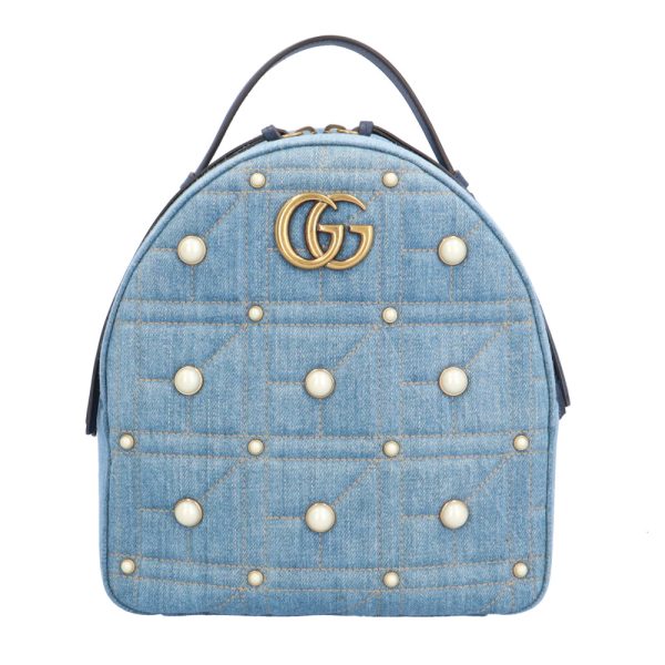 brb03560000000541 1 Gucci GG Marmont Denim Rucksack