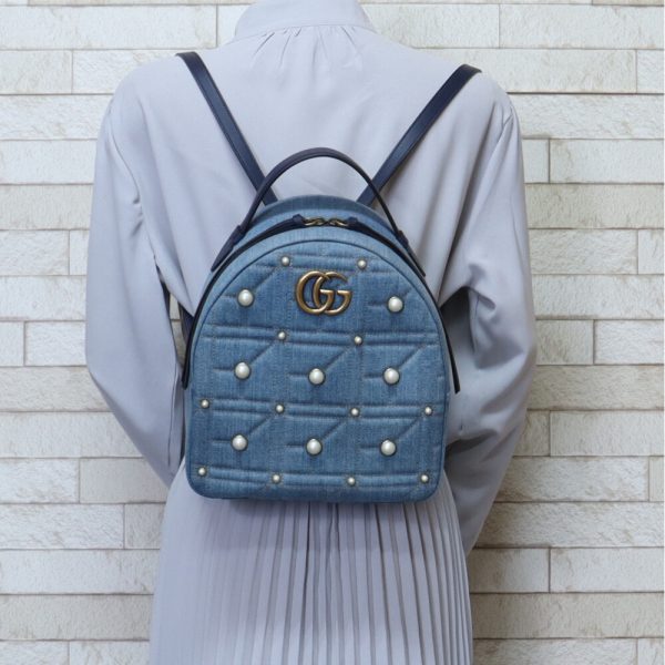 brb03560000000541 2 Gucci GG Marmont Denim Rucksack