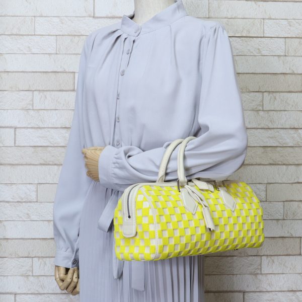 brb03590000000440 2 Louis Vuitton Speedy East West Damier Cubic Leather Handbag Yellow