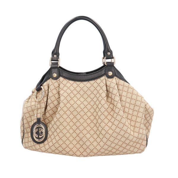 brb10000000025176 1 Gucci Diamante Canvas Handbag Beige