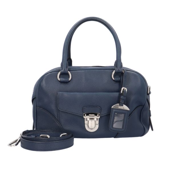 brb10000000123823 1 Prada Leather Shoulder Bag Navy