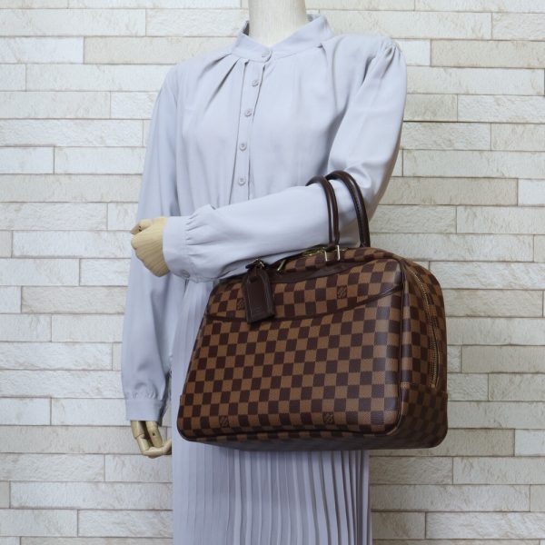 brb10000000123865 2 Louis Vuitton Deauville Damier Canvas Handbag Bag Brown