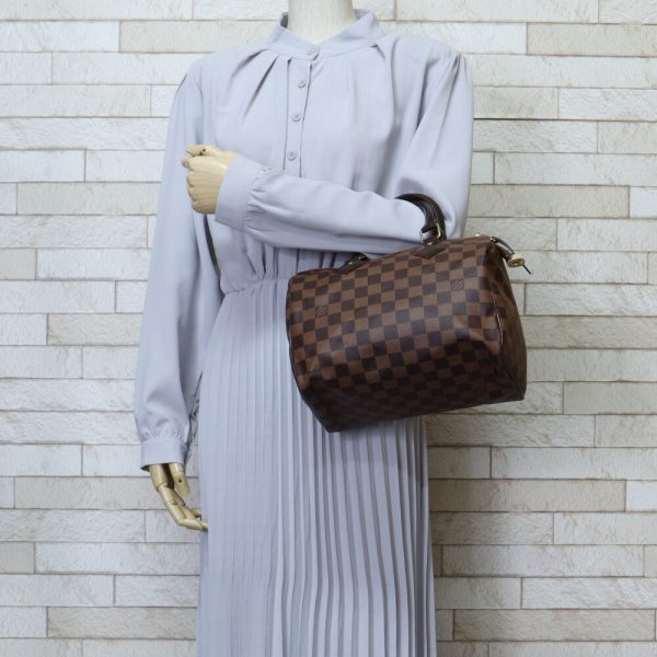 brb10000000123866 2 Louis Vuitton Speedy Damier Canvas Handbag Bag Brown