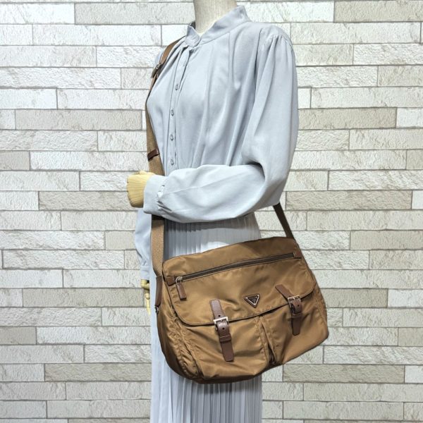 brb10000000127707 2 Prada Nylon Shoulder Bag Brown