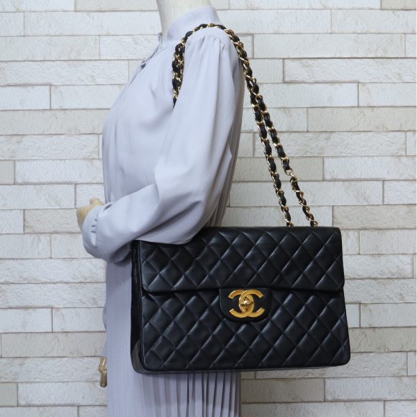 brb10010000005071 2 Chanel Big Matelasse Chain Lambskin Shoulder Bag Black