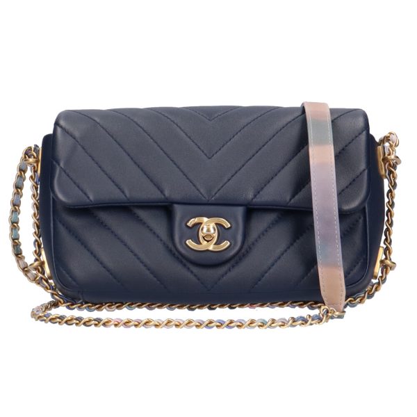 brb10010000010292 1 Chanel Chain V Stitch Lambskin Shoulder Bag Navy