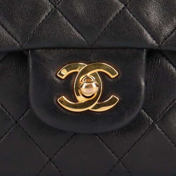 brb10010000010320 8 Chanel Double Flap Chain Matelasse Lambskin Shoulder Bag Black