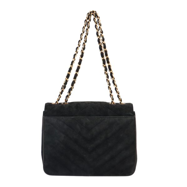 brb10010000010656 3 Chanel V Stitch Velor Shoulder Bag Black