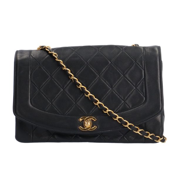 brb10010000010671 1 Chanel Diana Lambskin Shoulder Bag Black