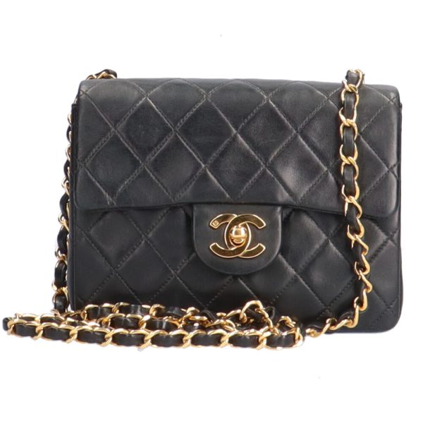 brb10010000011133 1 Chanel Chain Mini Matelasse Lambskin Shoulder Bag Black