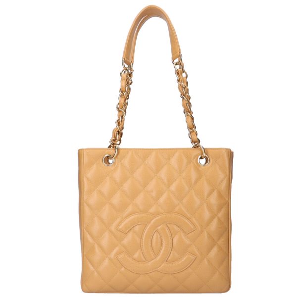 brb10010000011137 1 Chanel PST Chain Caviar Tote Shoulder Bag Beige