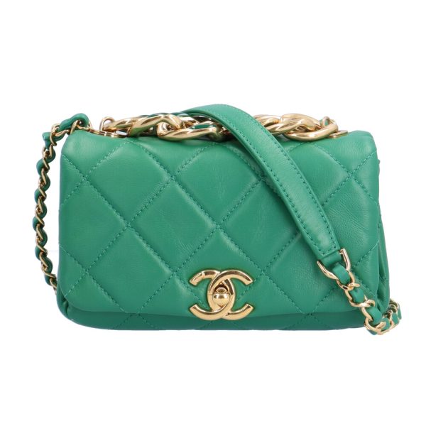 brb10010000011932 1 Chanel Mini Chain Lambskin Shoulder Bag Green