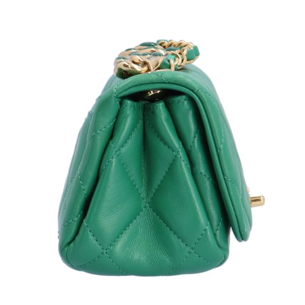 brb10010000011932 4 Chanel Mini Chain Lambskin Shoulder Bag Green