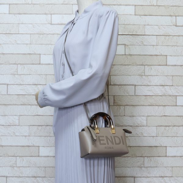 brb10010000012909 2 Fendi Visaway Mini Leather Shoulder Bag Gray