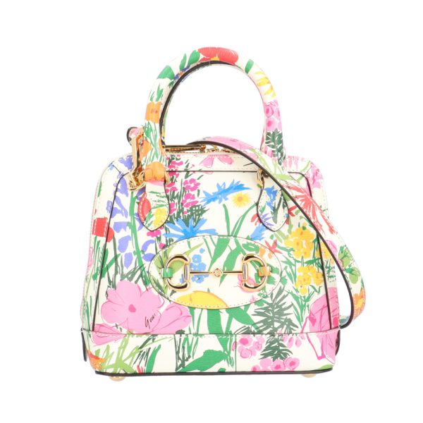 brb10010000013063 1 Gucci Ken Scott Print Mini Horsebit 1955 Calf Shoulder Bag White