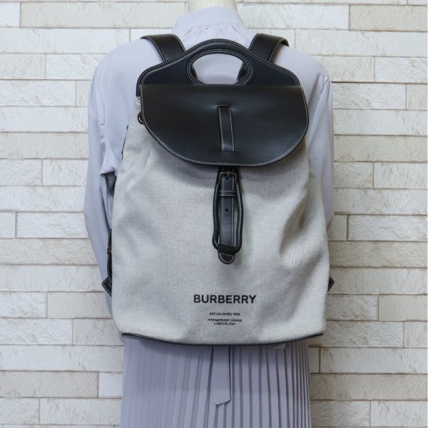 brb10010000013383 2 Burberry Horseferry Print Pocket Backpack Canvas Black