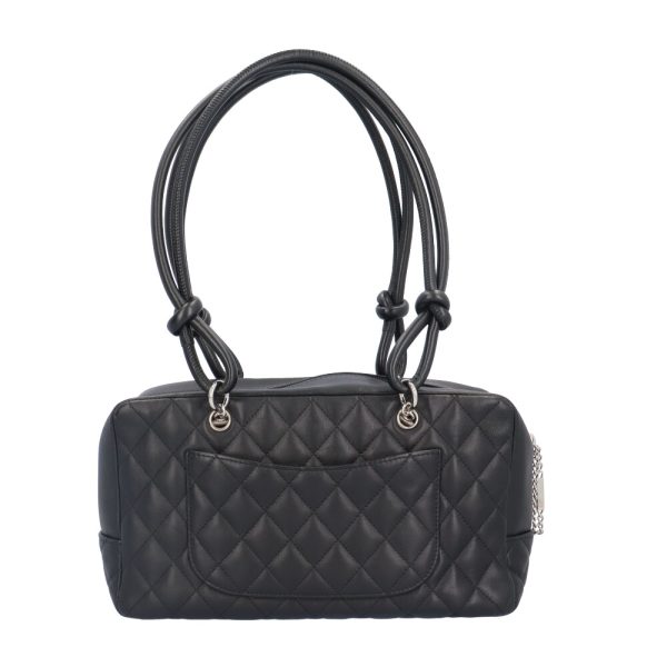 brb10010000013638 3 Chanel Cambon Bowling Lambskin Shoulder Bag Black