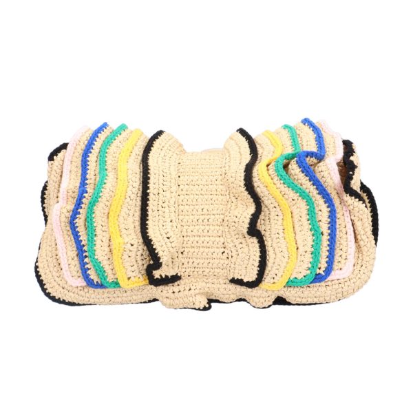 brb10010000013673 3 Fendi Frill Raffia Baguette Shoulder Bag Beige