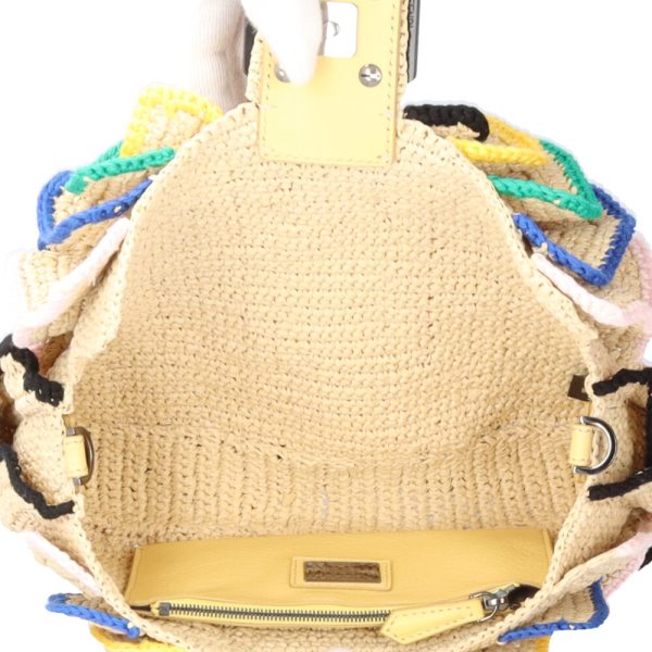 brb10010000013673 6 Fendi Frill Raffia Baguette Shoulder Bag Beige