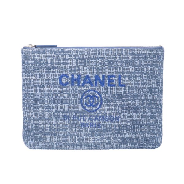 brb10010000013679 1 Chanel Deauville Tweed Clutch Bag Blue