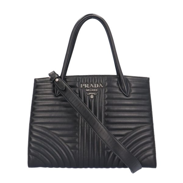 brb10010000014028 1 Prada Diagram Leather Shoulder Bag Black