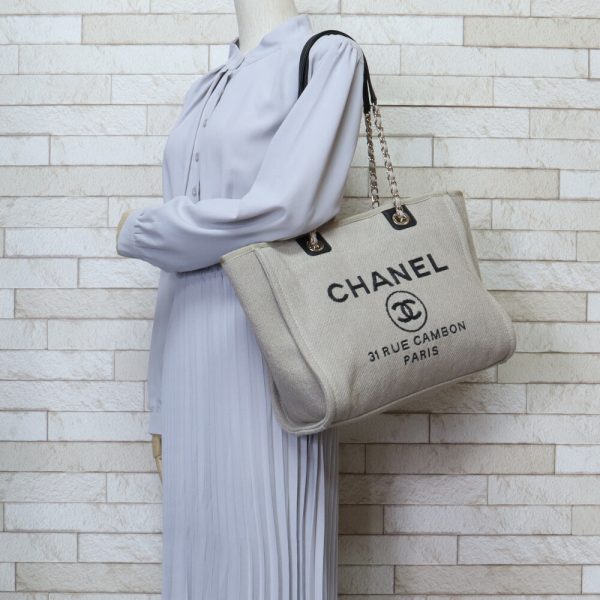 brb10010000014043 3 Chanel Deauville Canvas Tote Bag Beige