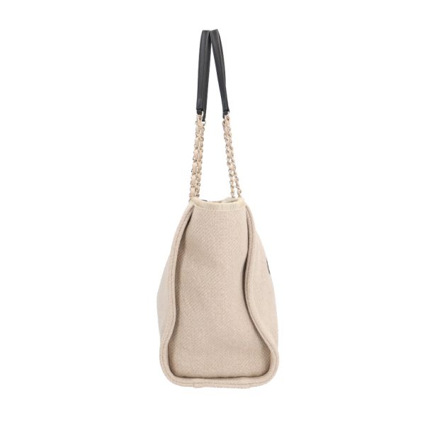 brb10010000014043 5 Chanel Deauville Canvas Tote Bag Beige