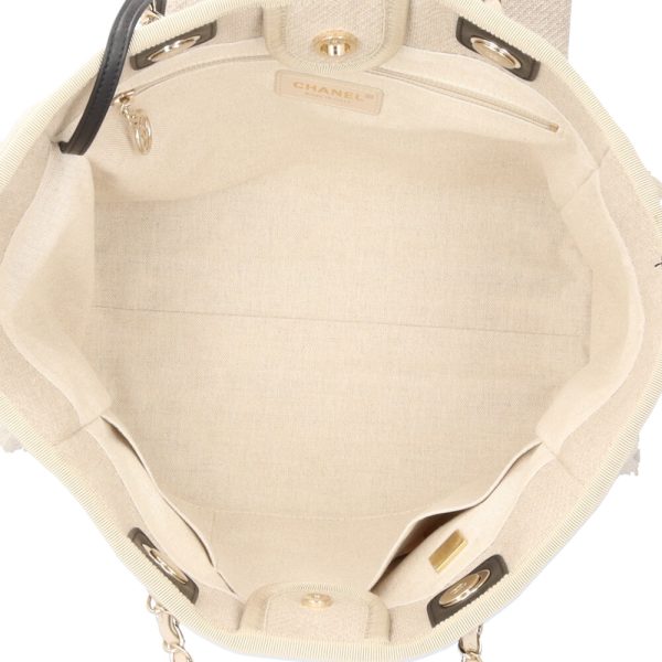 brb10010000014043 7 Chanel Deauville Canvas Tote Bag Beige