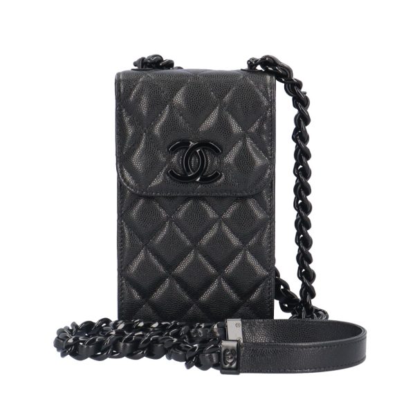 brb10010000014053 1 Chanel Phone Case Caviar Shoulder Bag Black