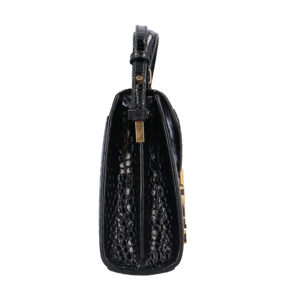 brb10010000014061 4 Saint Laurent Crocodile Emboss Cassandra Leather Shoulder Bag Black