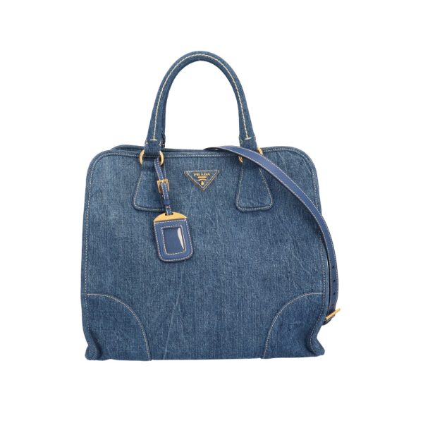 brb10010000014071 1 Prada Denim Shoulder Bag Blue