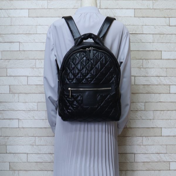 brb10010000014263 2 Chanel Coco Cocoon Nylon Rucksack Black