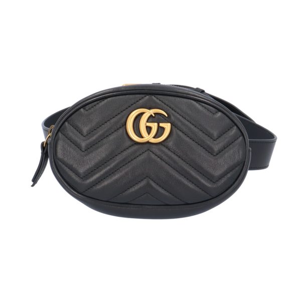 brb10010000014307 1 Gucci GG Marmont Leather Waist Bag Black