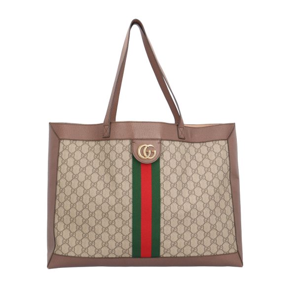 brb10010000014678 1 Gucci Wide Ophidia Leather Tote Bag Beige