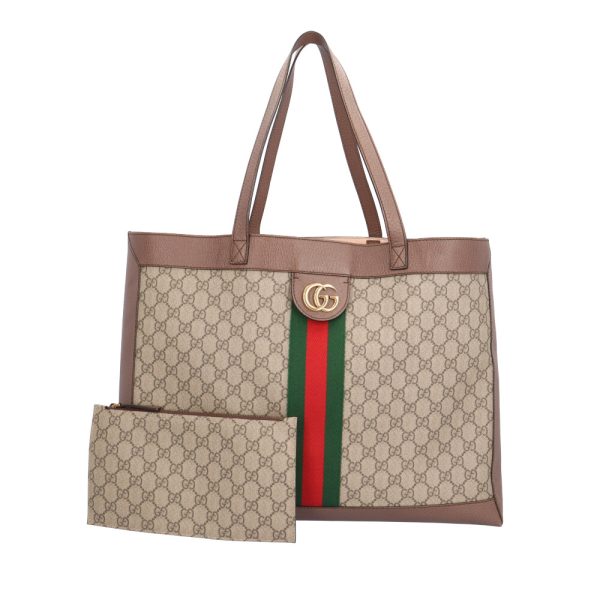 brb10010000014678 2 Gucci Wide Ophidia Leather Tote Bag Beige