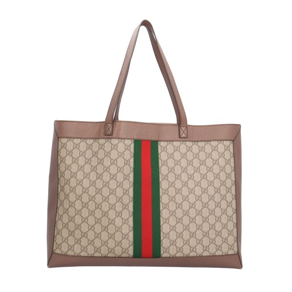 brb10010000014678 4 Gucci Wide Ophidia Leather Tote Bag Beige