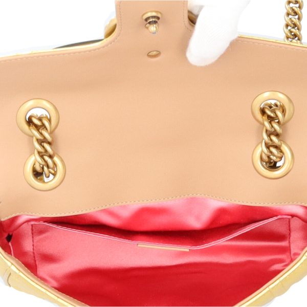 brb10010000014724 6 Gucci Pearl Mini GG Marmont Leather Shoulder Bag Gold