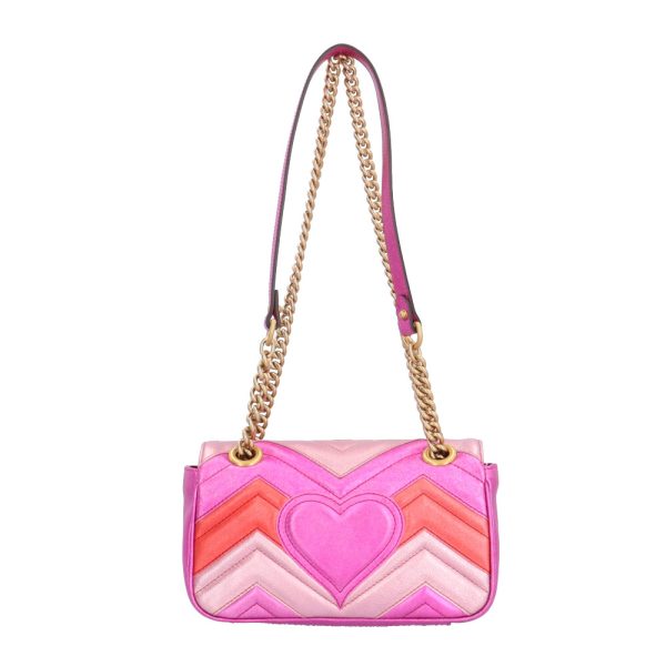 brb10010000014731 3 Gucci Metallic Matelasse Mini GG Marmont Leather Shoulder Bag Pink