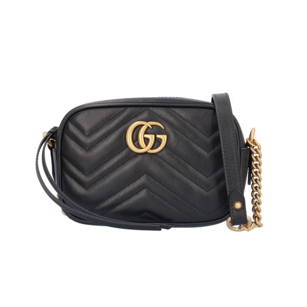 brb10010000014965 1 Gucci Quilted Mini GG Marmont Leather Shoulder Bag Black