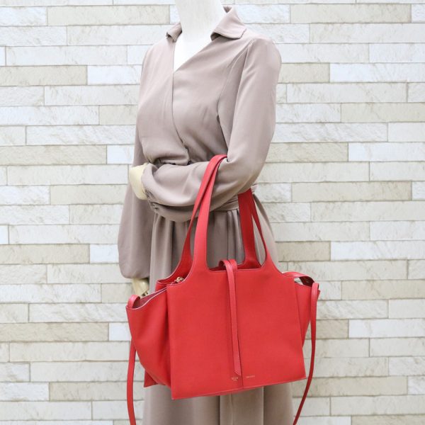 brb25400018 2 Celine Triford Shoulder Bag Leather Red