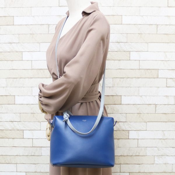 brb25400065 2 Celine Shoulder Bag Leather Blue