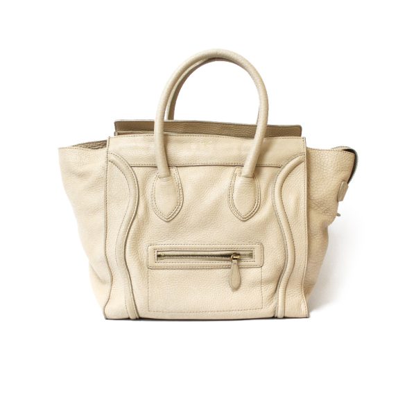 brb29104426 1 Celine Luggage Shoulder Bag Leather Beige