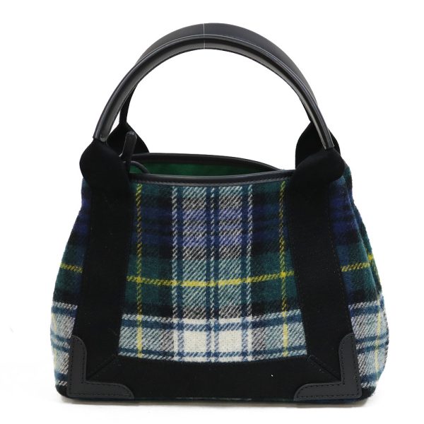 brb35500068 3 Balenciaga Plaid Small Navy Hippo Handbag Fabric Green