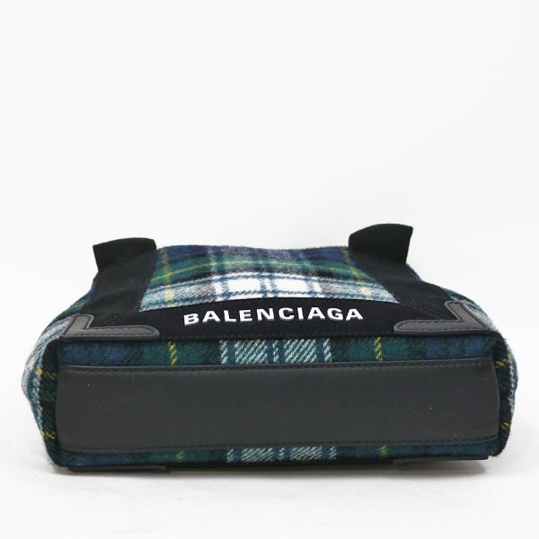 brb35500068 5 Balenciaga Plaid Small Navy Hippo Handbag Fabric Green